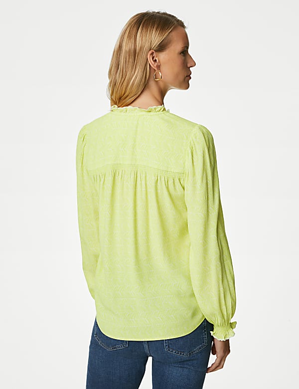 Printed V-Neck Ruffle 'Popover' Blouse