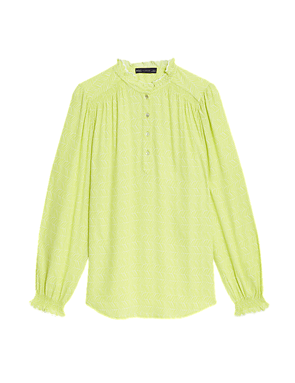 Printed V-Neck Ruffle 'Popover' Blouse