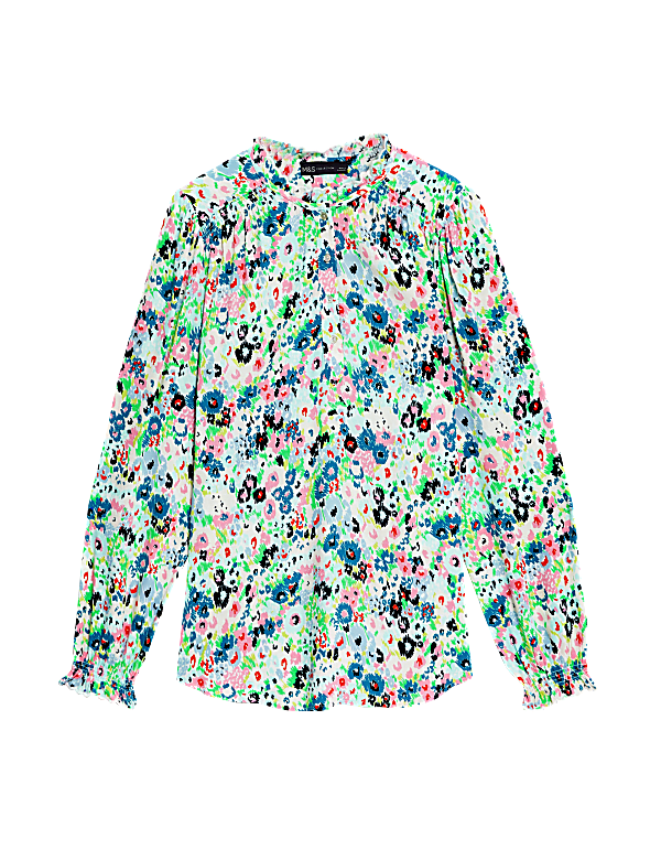 Printed V-Neck Ruffle 'Popover' Blouse