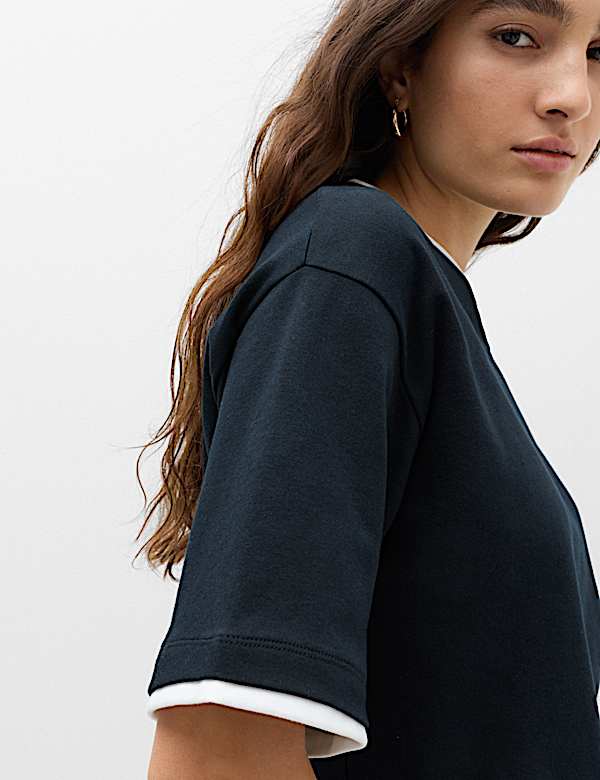 Pure Cotton Double Layer Boxy T-Shirt - AL