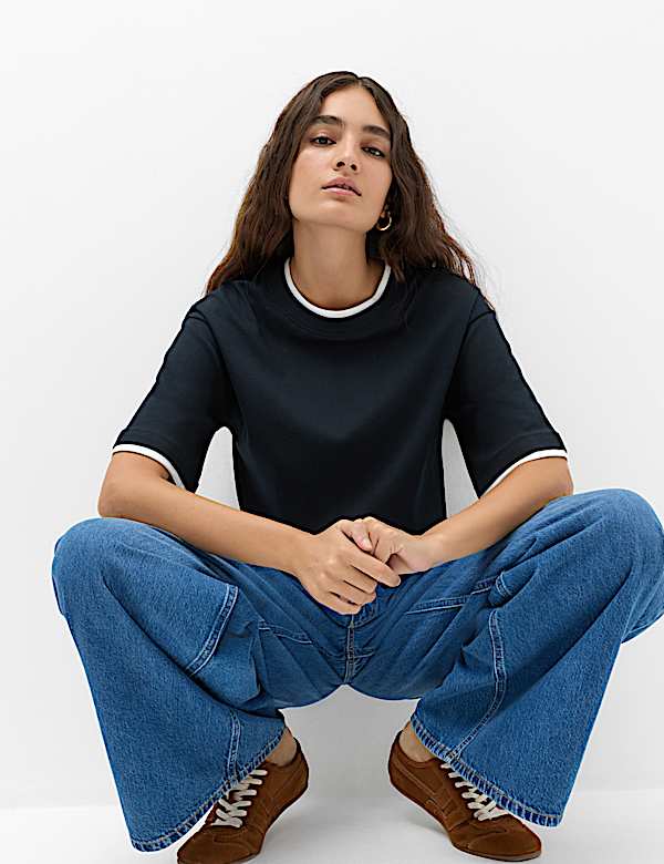 Pure Cotton Double Layer Boxy T-Shirt - AL