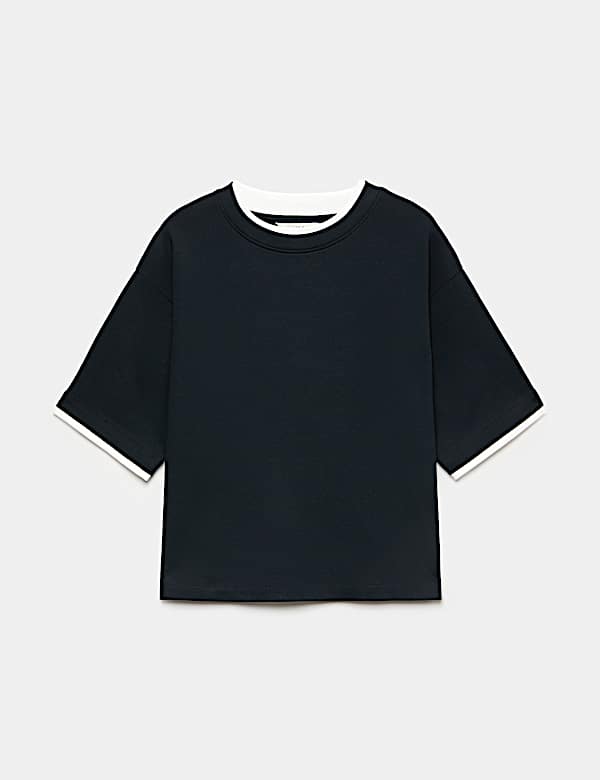 Pure Cotton Double Layer Boxy T-Shirt - AL