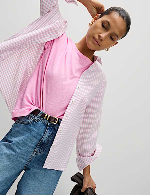 T-shirt van linnenmix - NL