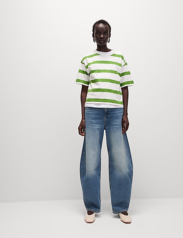 Pure Cotton Striped Boxy T-Shirt