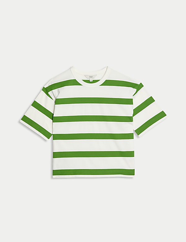 Proužkovan&eacute; tričko hranat&eacute;ho střihu z čist&eacute; bavlny - CZ