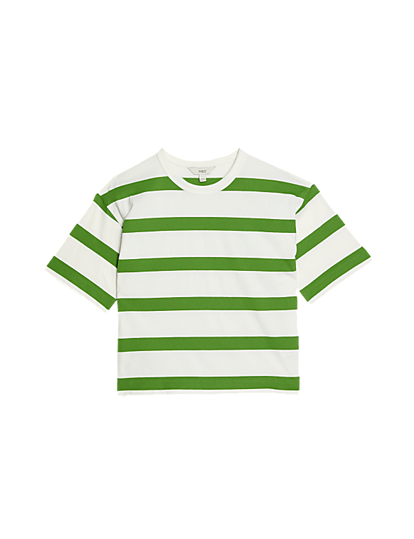 Pure Cotton Striped Boxy T-Shirt