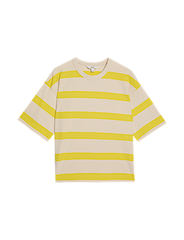 Pure Cotton Striped Boxy T-Shirt