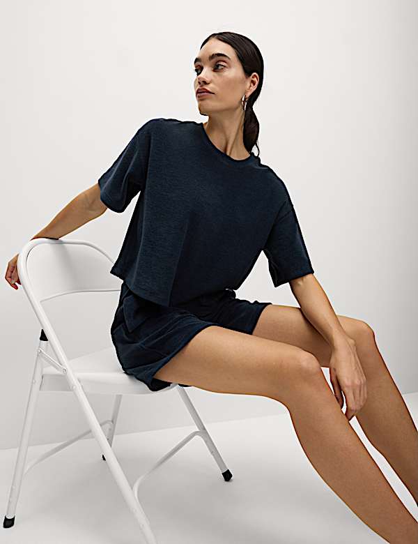 Cotton Rich Towelling Cropped Top - BE