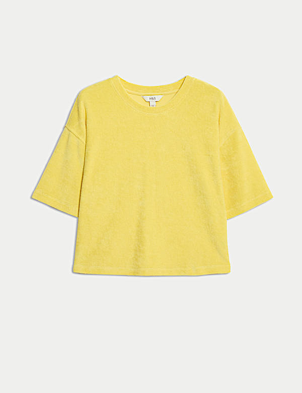 Cotton Rich Towelling Cropped Top - HU