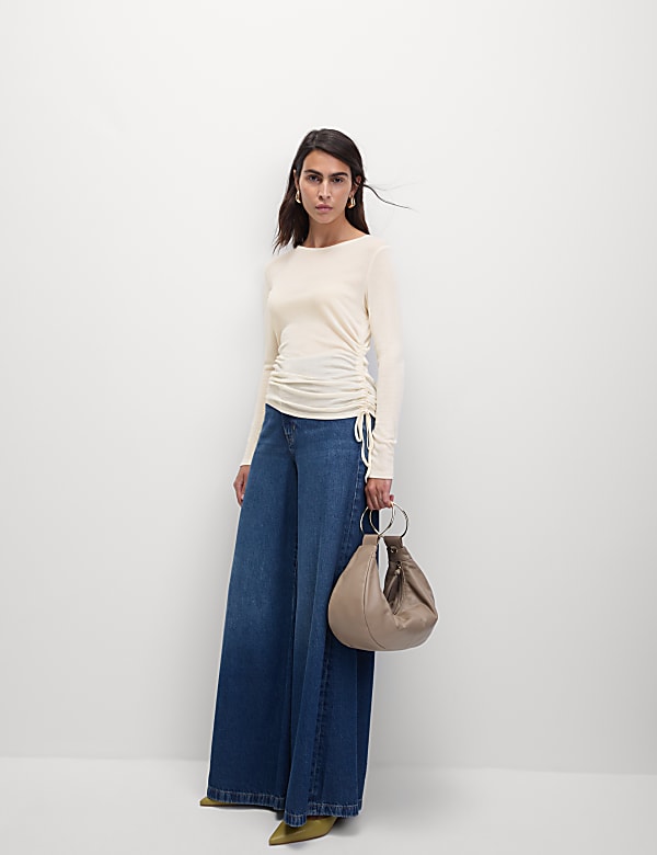 Lyocell Rich Ruched Top with Wool - RO