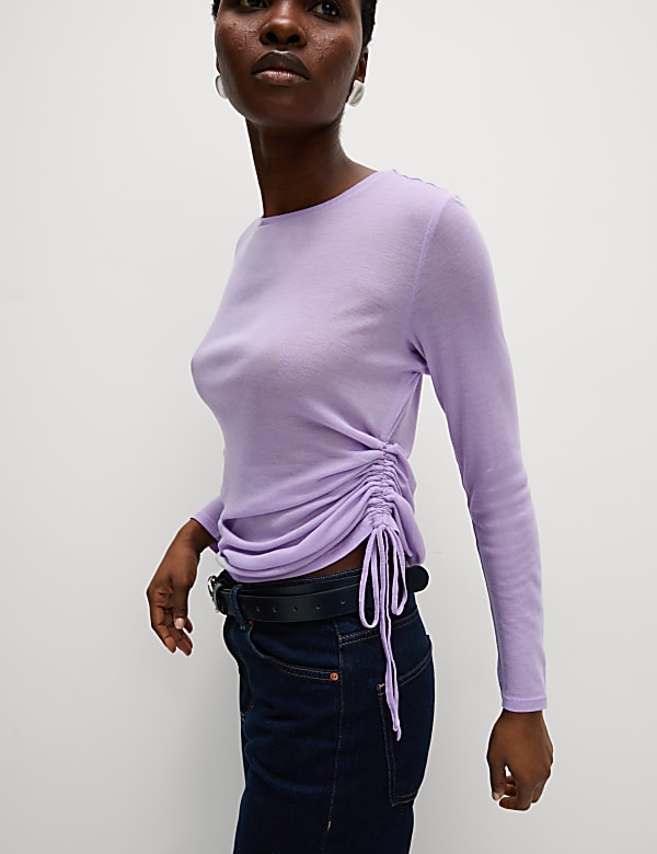 Lyocell Rich Ruched Top with Wool