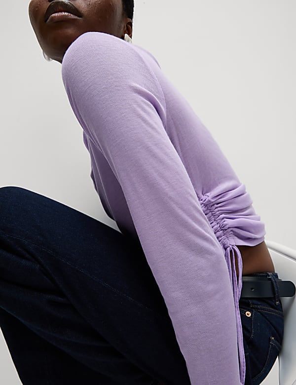 Lyocell Rich Ruched Top with Wool