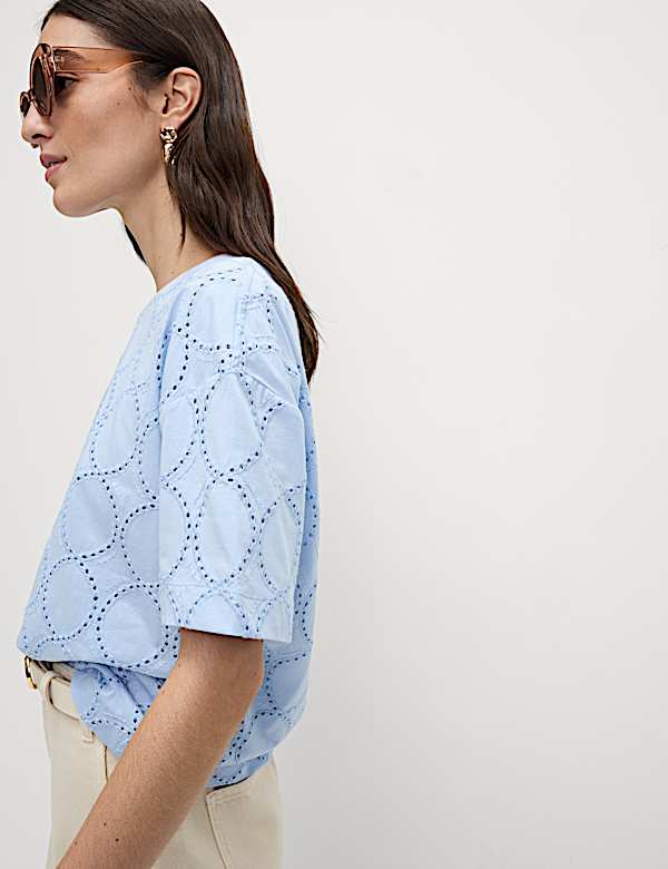 Cotton Rich Broderie T-Shirt - FR