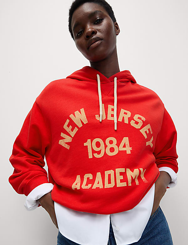 Sudadera con capucha de algodón con texto - ES