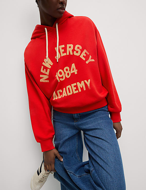 Cotton Rich Slogan Hoodie - US