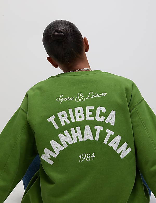 Pure Cotton Slogan Relaxed Sweat-shirt - BE