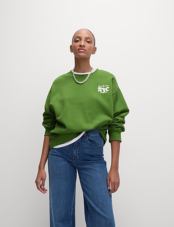 Pure Cotton Slogan Relaxed Sweat-shirt - BE