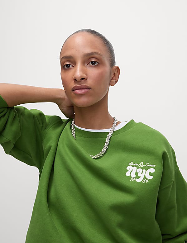 Pure Cotton Slogan Relaxed Sweat-shirt - BE