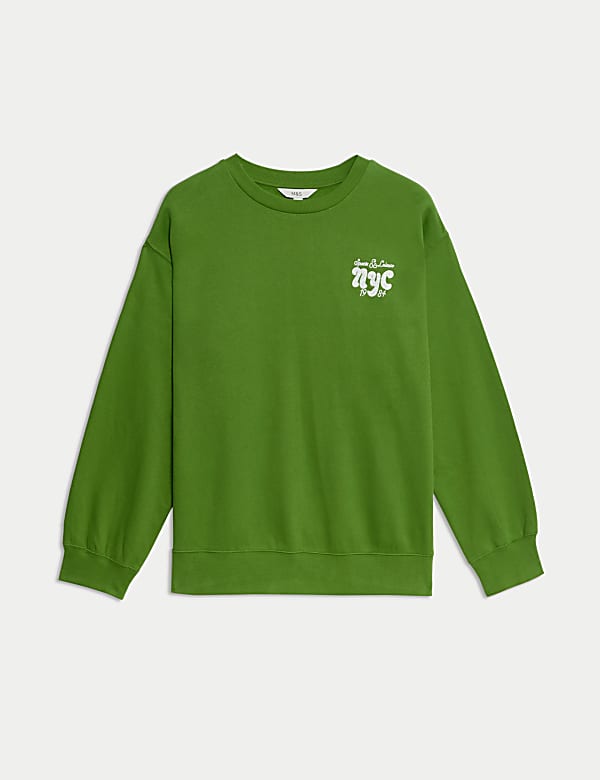 Pure Cotton Slogan Relaxed Sweat-shirt - BE