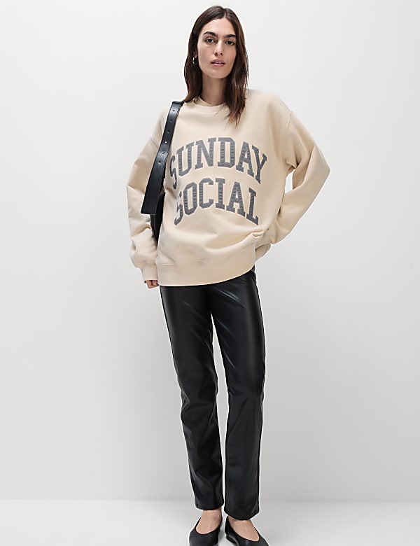 Pure Cotton Slogan Relaxed Sweatshirt