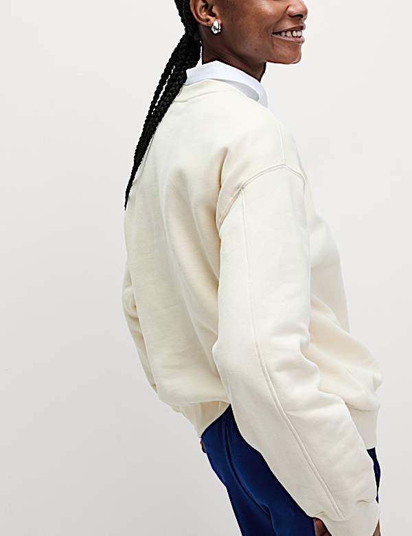 Pure Cotton Slogan Relaxed Sweat-shirt - SI