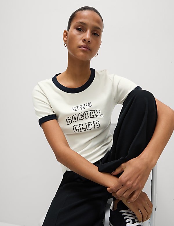 Cotton Rich Slogan T-Shirt