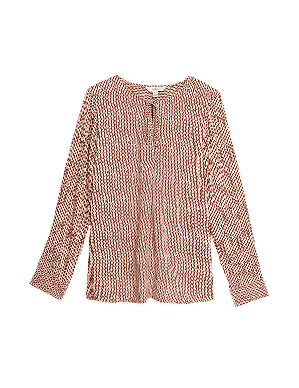Printed Tie Neck Blouse