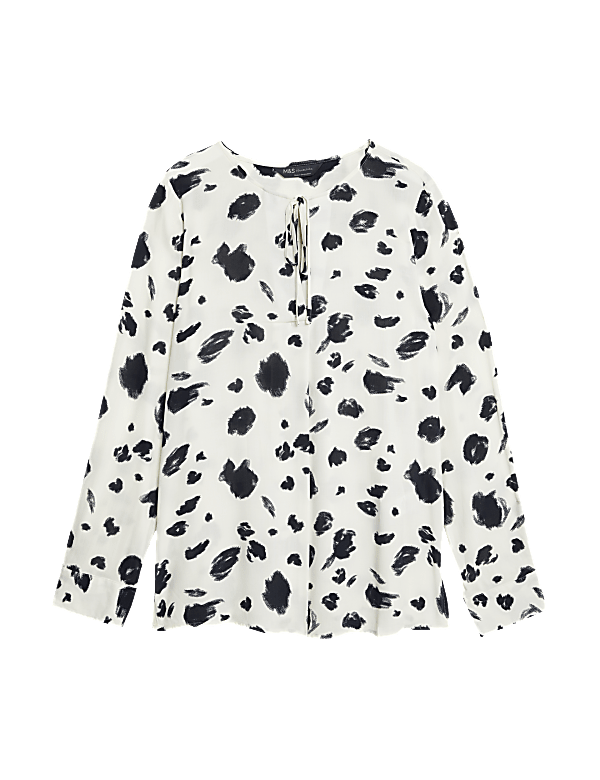 Printed Tie Neck Blouse