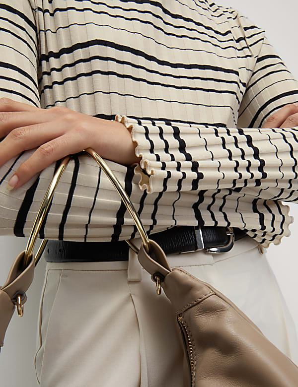 Cotton Rich Striped Ribbed Top - ES