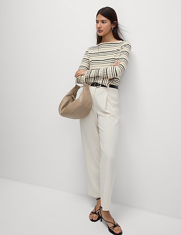 Cotton Rich Striped Ribbed Top - ES