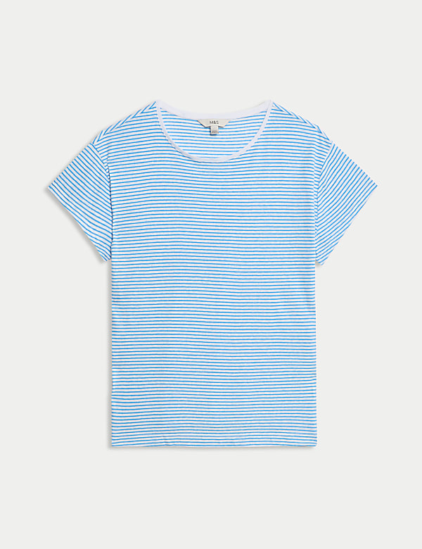 Linen Blend Striped T-Shirt - FR