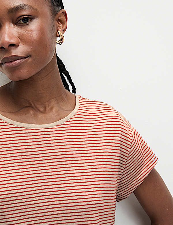 Linen Blend Striped T-Shirt - AU