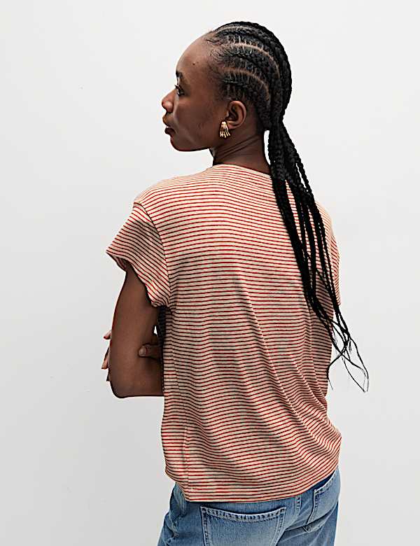 Linen Blend Striped T-Shirt - AU