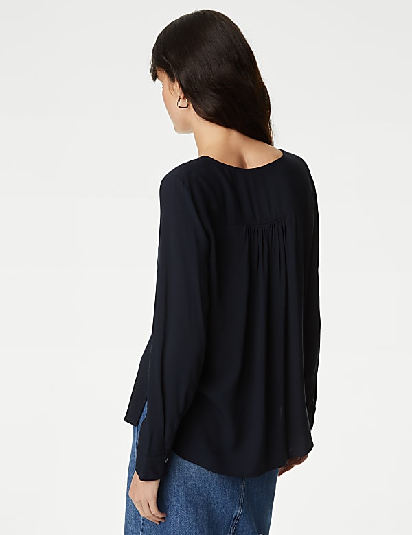 V-Neck Tie Front Blouse