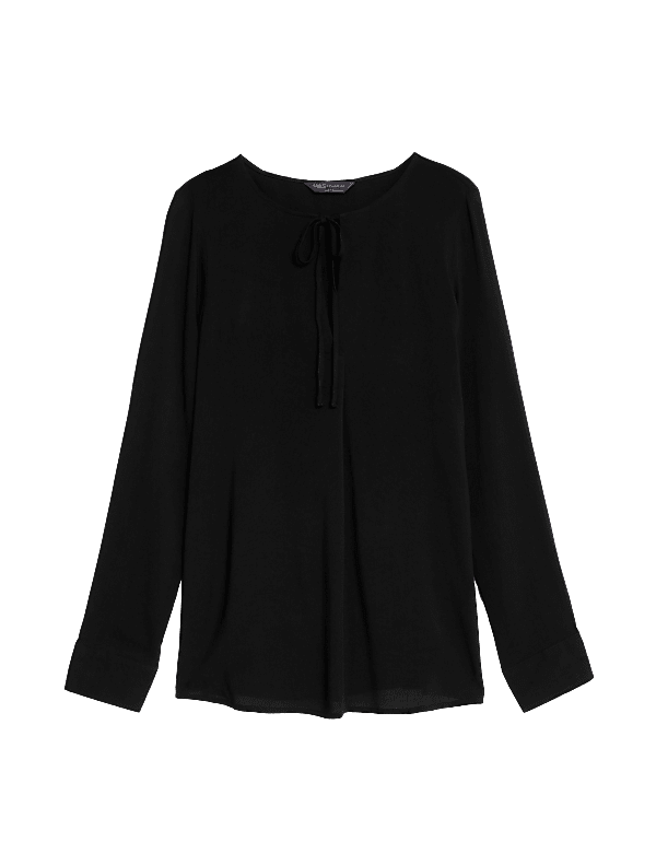 V-Neck Tie Front Blouse