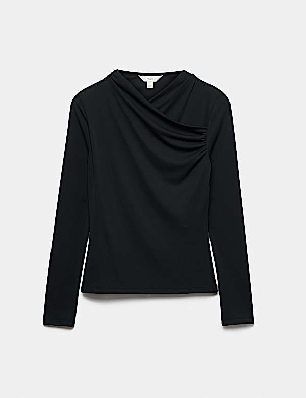 Draped Cowl Neck Going Out Top - KG