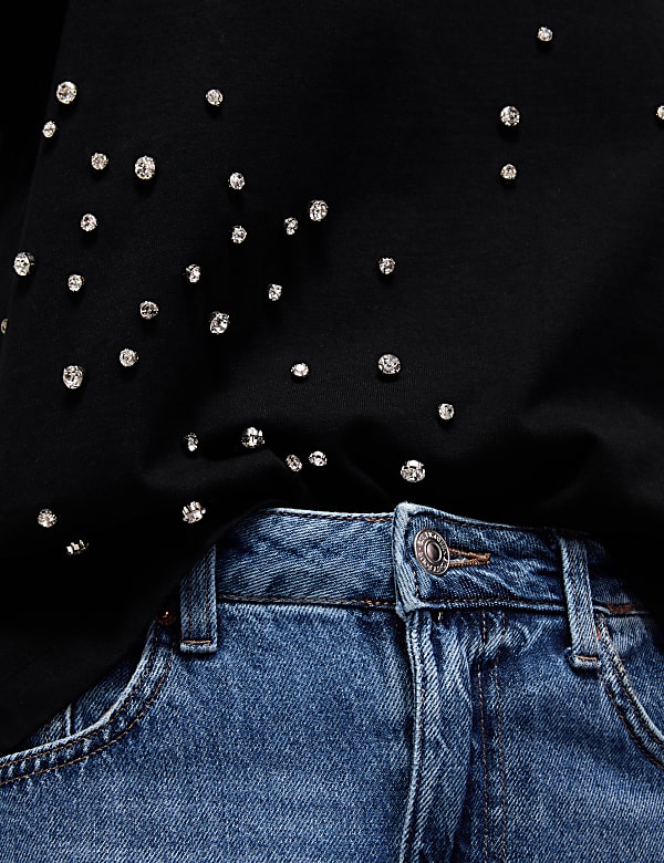 Pure Cotton Embellished Regular Fit T-Shirt