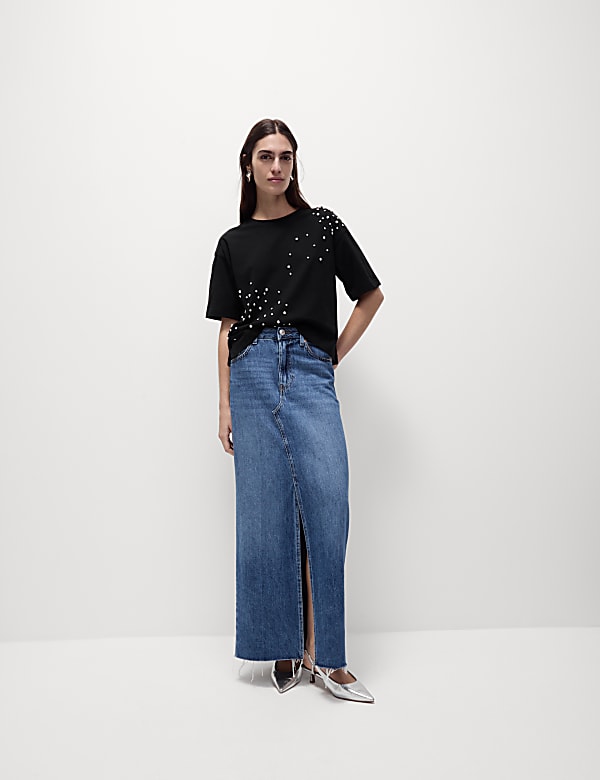 Pure Cotton Embellished Regular Fit T-Shirt
