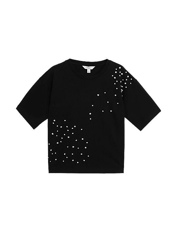 Pure Cotton Embellished Regular Fit T-Shirt