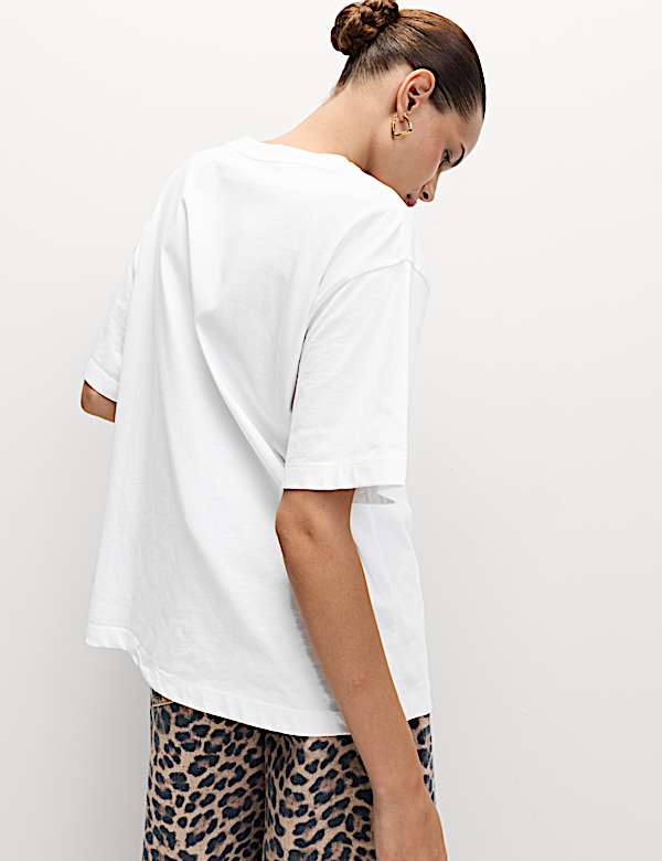 חולצת טי אוברסייז מכותנה טהורה עם הדפס גרפי Oasis - IL