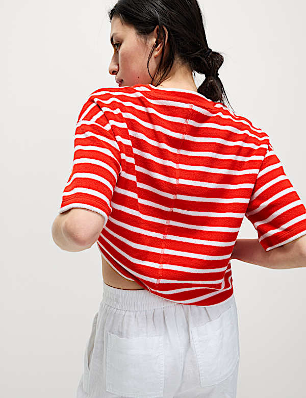 Cotton Rich Striped Towelling Top - LU