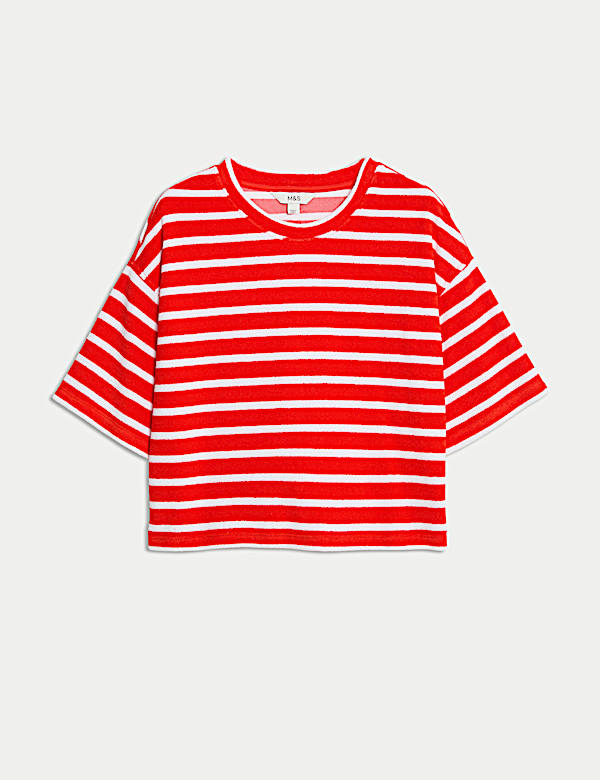 Cotton Rich Striped Towelling Top - LU