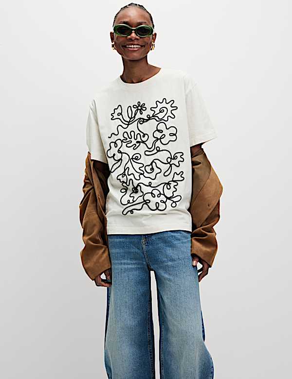 Pure Cotton Graphic Oversized T-Shirt