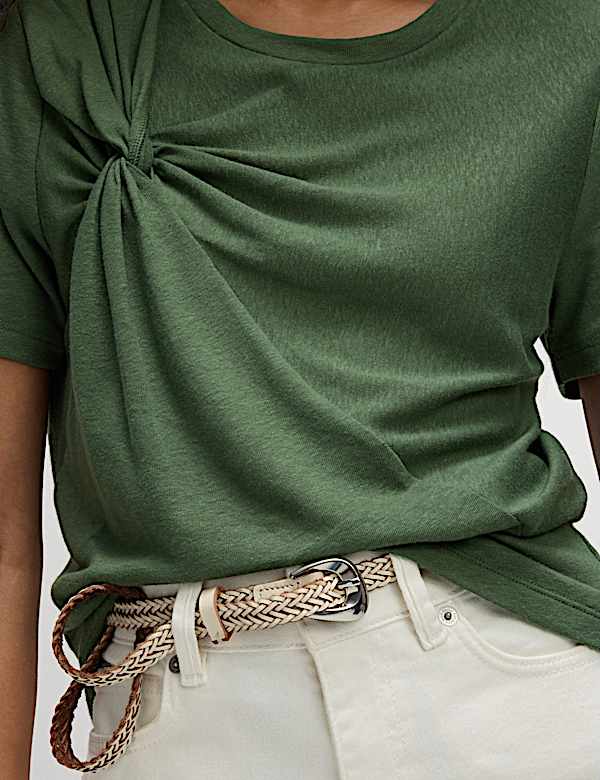 Linen Rich Twist Front T-Shirt