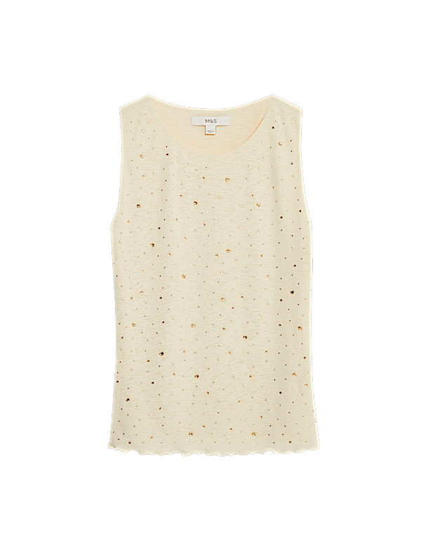Embellished Crew Neck Vest Top