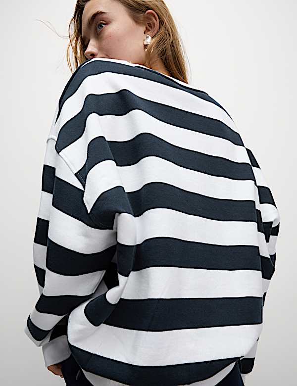 Pure Cotton Striped Crew Neck Sweatshirt - JO