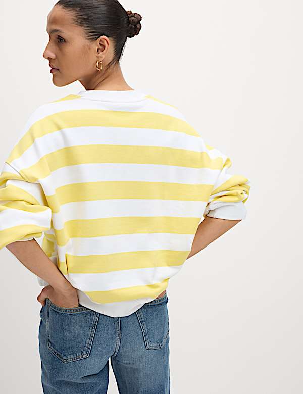 Pure Cotton Striped Crew Neck Sweat-shirt - CZ