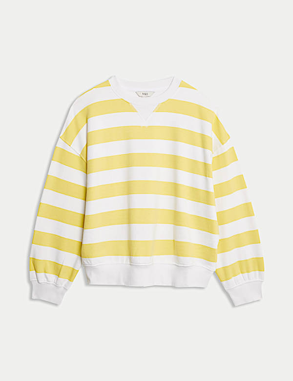 Pure Cotton Striped Crew Neck Sweat-shirt - CZ