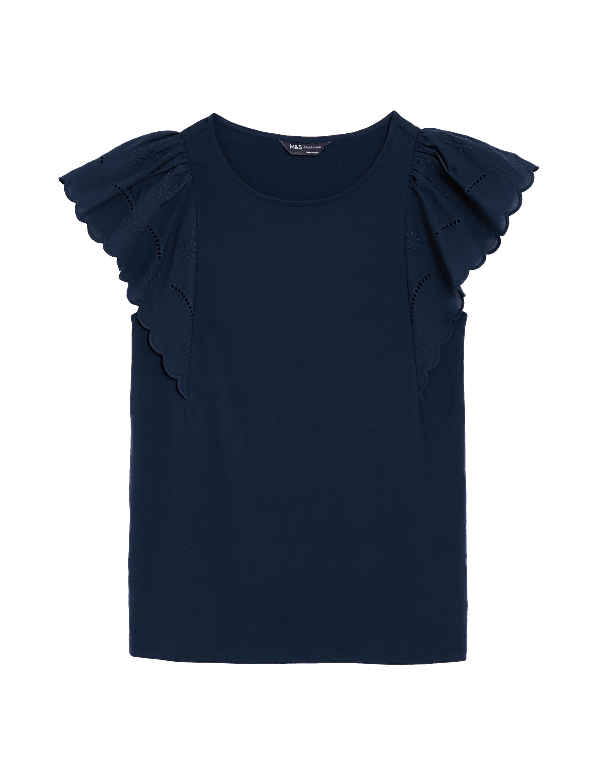 Pure Cotton Broderie Detail Top