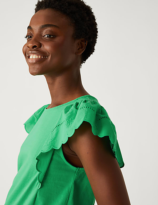 Pure Cotton Broderie Detail Top